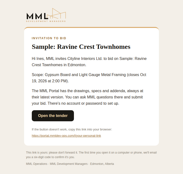 The invitation email